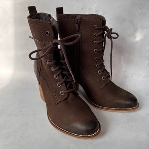 Steve Madden Lauuren Brown Leather Lace Up Boots